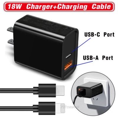 18W Fast Charger USB Type C Wall Power Adapter+Cable For iphone 14 13 12 iPad 9 - Image 1 of 4
