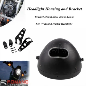 Benna alloggiamento coprifaro 7" nero opaco con staffe per moto Harley - Foto 1 di 8