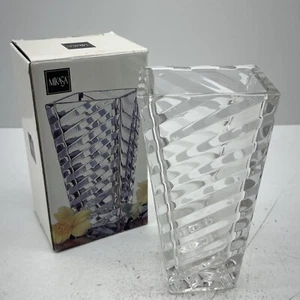 Mikasa Crystal Angles Glass Vase 7" W/ Box Abstract Flower Rectangular Vase - Picture 1 of 10