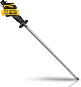 08 Inch Honing Steel Knife Sharpening Steel Sharpening Rod Black - Picture 1 of 7