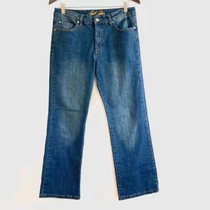 Pantalones de mezclilla azules Bill Blass de 10" de altura media elásticos corte bota talla 8 - Imagen 1 de 6