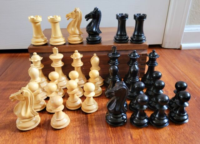 The House of Staunton The Grandmaster Chess Set, Box, and Board Combination  - Ebonized Boxwood