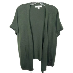 Avenue Plus Size 22W 24W Shrug Olive Green Cardigan Open Front Short Sleeve 305 - Picture 1 of 6