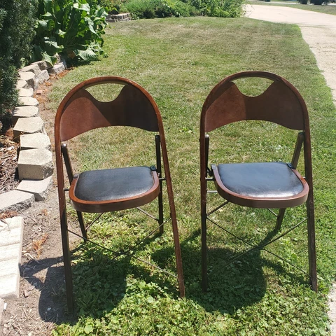 Antique Wood Solid Kumfort 2 Folding Chairs Cover
