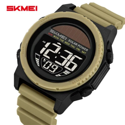 SKMEI Men Sport Watch Solar Power Wristwatch LED Boys Countdown Digital Watches - Image 1 of 4