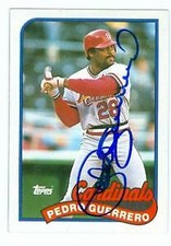 Pedro Guerrero autographed baseball card (St. Louis Cardinals) 1989 Topps #780