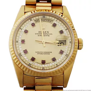 Rolex President 18238 Day Date 18k Gold Factory Ruby Diamond Dial Watch Box - Picture 1 of 9