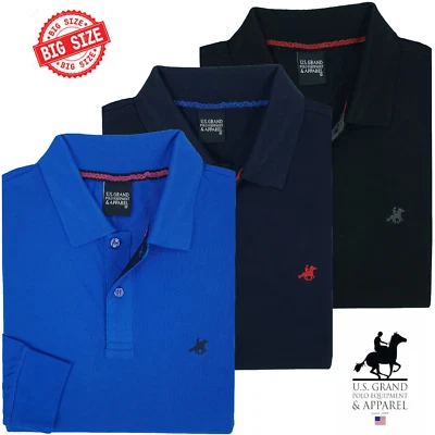 Polo Uomo Manica Lunga 100% Cotone Leggera Primaverile Taglie Forti 3X 4XL 5X 6X - Imagen 1 de 2