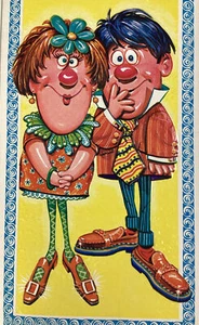 Anniversary Card Vintage 1973 Tall Unused Colors Art Groovy Risqué Couple USA - Picture 1 of 8