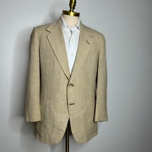 Oxxford Clothes Sport Coat Mens Sink Cotton Solid Tan Brown 42S