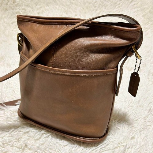 Vecchia borsa a tracolla Coach 4153 pelle marrone oro vintage USA usata originale #0981
