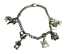 Vintage Charm Bracelet 6 1/2" Long Silver Tone 5 Charms Saddle Donkey Dog +