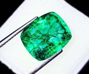 Smeraldo Naturale 10,30 Ct Forma Cuscino Pietra Preziosa Sciolta Certificata - Foto 1 di 6