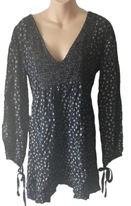 Rue Stiic Black & White Polka Dot Mink Elasticized Bodice Dress Size L NWOT - Picture 1 of 5