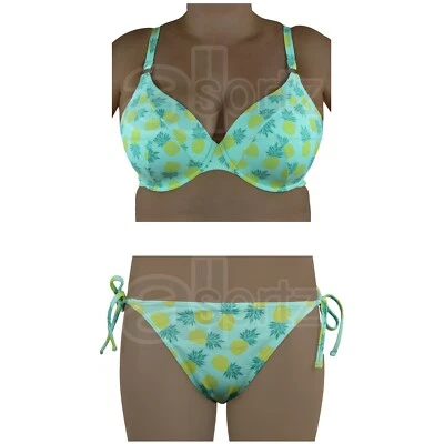 Ladies ex M S Pineapple Padded Bra Bikini Set Top & Bottoms or Buy Separately - Image 1 of 4