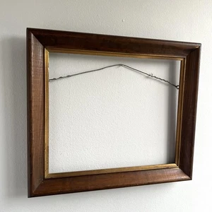 Vintage 10x12 Wood Picture Art Frame Gold Inner Border Beveled Wall Mount - Picture 1 of 13