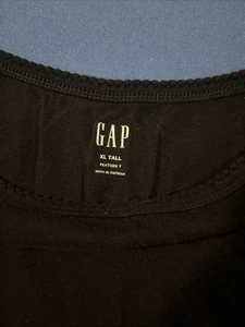 GAP Feather Tee Damen XL Tall schwarz Jakobsmuschelausschnitt Langarm Lagenlook klassisch - Bild 1 von 9