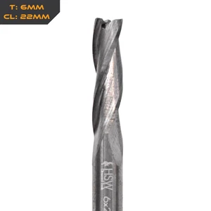 Three Flute End Mill CNC Router Bit - 6mm x 22mm - 6mm Shank - Wood - Picture 1 of 3