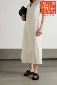 RRP€797 GAUCHERE Midi A-Line Dress FR34 US2 UK6 XS Beige Lined Shoulder Pads - Picture 1 of 6