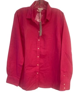 NWT Kenar Pink Linen / Cotton Fitted Button Down Shirt Blouse Women’s Size XL - Picture 1 of 6