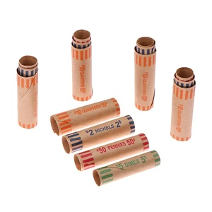 5/10Sets Assorted Color-coded Coin Wrappers Preformed Coin Wrappers Rolls - Bild 1 von 12