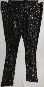 Massini Damen Pull On Slim Fit Hose schwarz mit Sternen Gr. L/XL - Bild 1 von 5