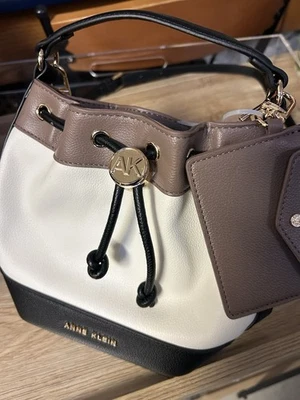 ANNE KLEIN faux-leather medium bucket crossbody bag + pouch 2 Piece set - Image 1 of 4