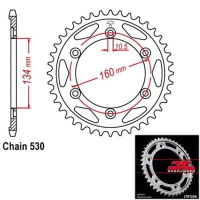 JT Sprocket Steel Rear 530 Pitch 41 Tooth Honda RVT1000R RC51 (2000-2006) - Image 1 of 2
