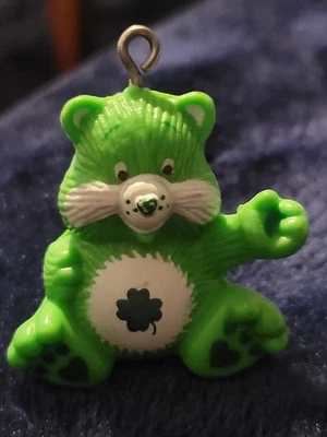 Vintage 1980s CARE BEARS Green Good Luck Bear 1-1/4" Keychain PVC Figure - Image 1 of 4