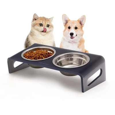 Soporte elevado inclinado para tazones de comida y agua para gatos o perros pequeños - cachorro... Foto 1 de 4