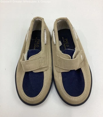 Ralph Lauren Mary Jane Mocasines Caqui Azul Marino Niño Bebé Zapatos Talla 8 Foto 1 de 4