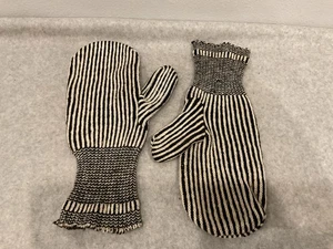 Paar gestreifte Hercules Vintage Fäustlinge Einlagen schwarz-weiß Fehler - Bild 1 von 5