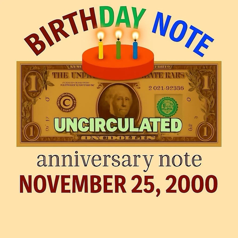 November 25 2000 BIRTHDAY 🎂 NOTE UNCIRCULATED GEMS 💎 Sealed BEP Bricks 🧱 $1 - Image 1 of 4