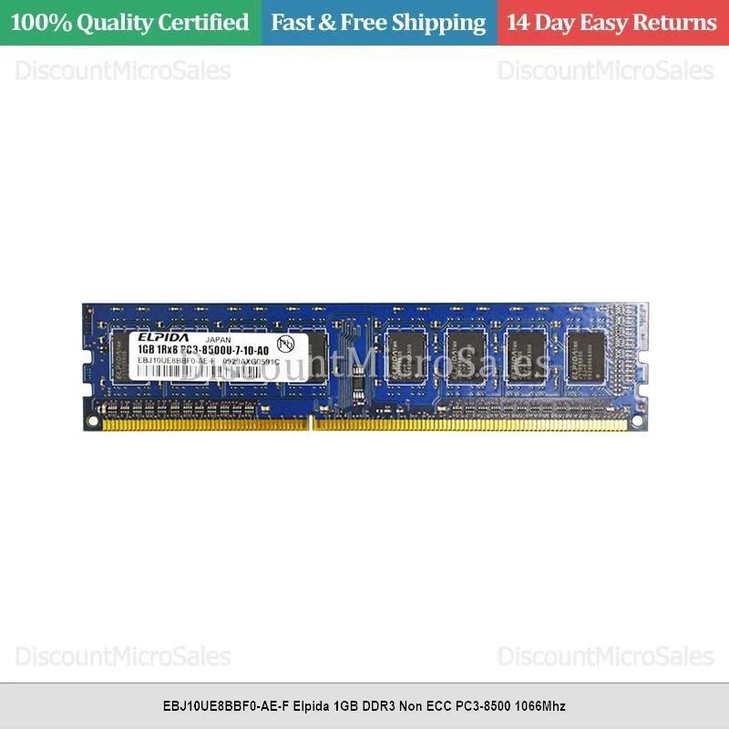 EBJ10UE8BBF0-AE-F Elpida 1GB DDR3 Non ECC PC3-8500 1066Mhz - Image 1 of 1