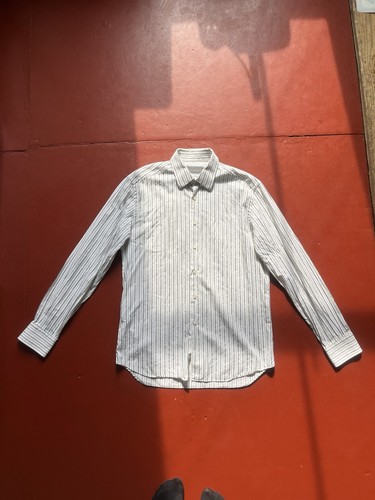 Camicia formale Prada uomo 41 16 pollici regolare bianca a righe abito