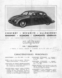 Catalogue brochure Claveau Descartes V8 1948 FR - Bild 1 von 1