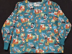 Disney Duck the Halls Women's Long Sleeve Scrub Size 2XL - Picture 1 of 7