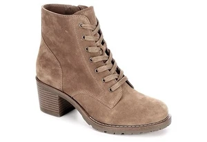 Bjorndal Sasha Camel Tan Nubuck Suede Leather Chunky Lace Up Ankle Boots Sz. 9.5 - Picture 1 of 11