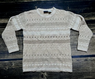 Suéter Pullover Vintage Liz Claiborne Mujeres Marfil Marrón Avena Brezo Pequeño Foto 1 de 4
