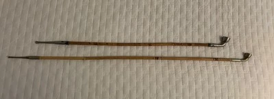 ДВЕ антикварные японские длинные традиционные курительные трубки из бамбука и латуни 25 и 30 дюймов - Изображение 1 из 4