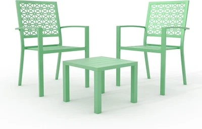 3 Piece Patio Bistro Set, Outdoor Furniture Set ,Stackable Steel Chair and Table - Image 1 of 4