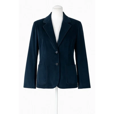 90’s VTG Leslie Faye Navy Blue Velvet Blazer Women’s SZ 8 Medium RETRO MOD - Image 1 of 4