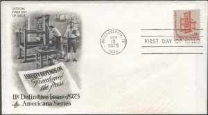 Scott 1593 FDC - 11 cent - 1975 - Freedom of the Press - FDOI - Picture 1 of 2