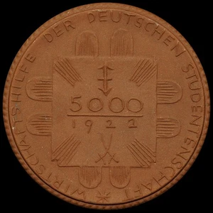 NOTGELD: 5000 Mark 1922, Scheuch 465a. STUDENTENTALER STUDENTENSCHAFT - GIPSFORM - Bild 1 von 2