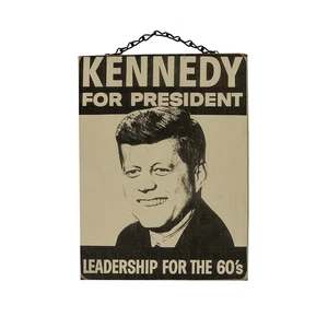 Insegna da parete vintage legno campagna JFK John F Kennedy presidente poster targa decorazione - Foto 1 di 4