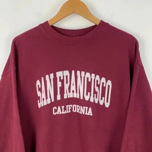 USA Destination Sweatshirt Large Burgundy San Francisco California Jumper Retro - Picture 1 of 11