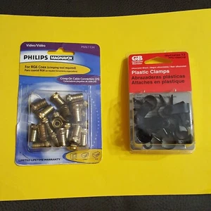 20 conectores de engarce tipo F de cable coaxial Phillips Magnavox RG6 PM61134 + abrazaderas - Imagen 1 de 5