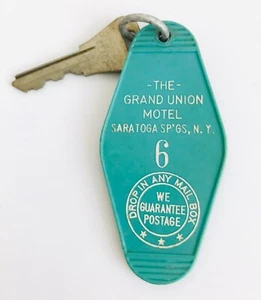 Vintage The Grand Union Motel Saratoga Springs NY Hotel Key & Fob 6 New York - Picture 1 of 2