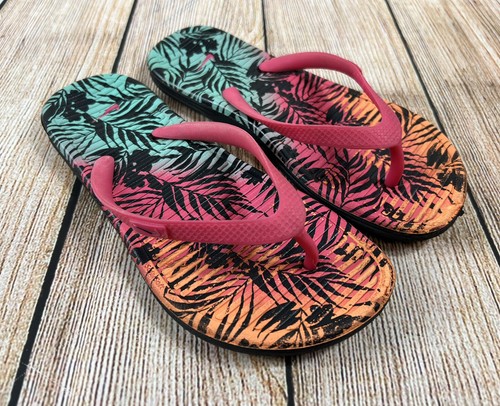 Sandali infradito Nike Solarsoft per ragazze nero rosa arancione stampa floreale taglia 3Y