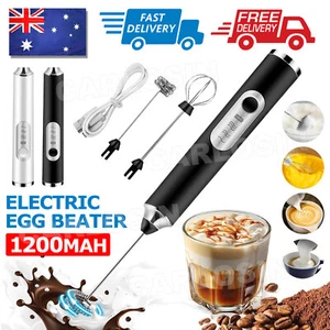 USB Rechargeable Electric Egg Beater Milk Coffee Frother Drink Foamer Mixer Tool - Picture 1 of 12